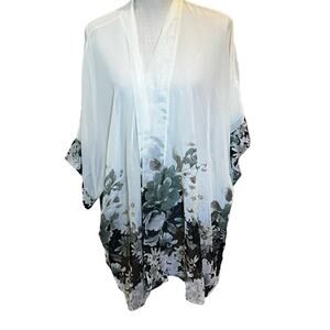 Sheer Floral Cover.  Off white and green.  Size large